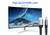 Un moniteur incurvé affiche une scène spatiale. Texte au-dessus : « Câble HDMI haute vitesse 4K Ultra HD ». Câble HDMI à côté du moniteur.