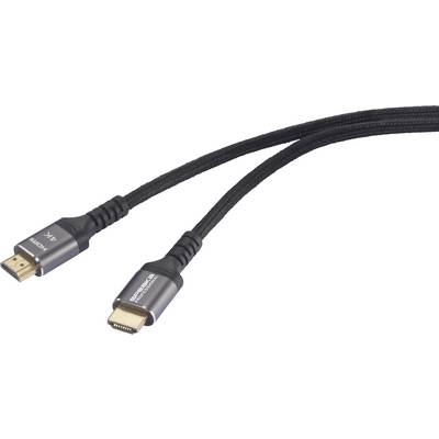 Un câble HDMI noir avec deux connecteurs, adapté aux résolutions 4K.