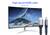 Téléviseur moderne avec une scène de montagne et des planètes à l'écran. À côté, un câble HDMI haute vitesse 8K.