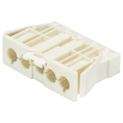 Un connecteur ou bloc de jonction beige, rectangulaire, avec plusieurs trous de connexion, utilisé pour les connexions électriques.
