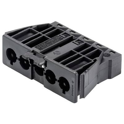 Fiche électrique noir et gris avec plusieurs ports de connexion et un levier pour liaison mécanique.