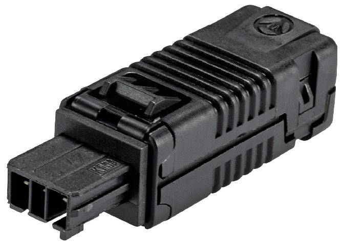 Un protège-câble noir au design nervuré avec une ouverture rectangulaire, conçu pour couvrir et protéger en toute sécurité les connexions de câbles.