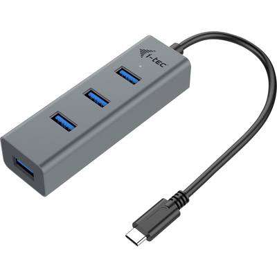 Hub USB-C avec quatre ports USB 3.0, adapté pour connecter plusieurs appareils à un ordinateur.
