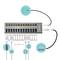 Hub USB avec 16 ports, 13 ports USB-A 3.0, pour ordinateur portable, PC et smartphone. Affiche l'alimentation électrique et les connexions.