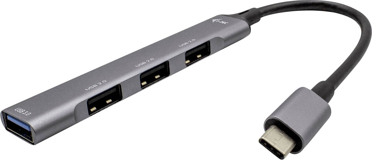 Un hub USB-C doté d'un câble USB-C et de plusieurs ports USB 3.0, conçu pour connecter plusieurs appareils USB à un seul port USB-C.