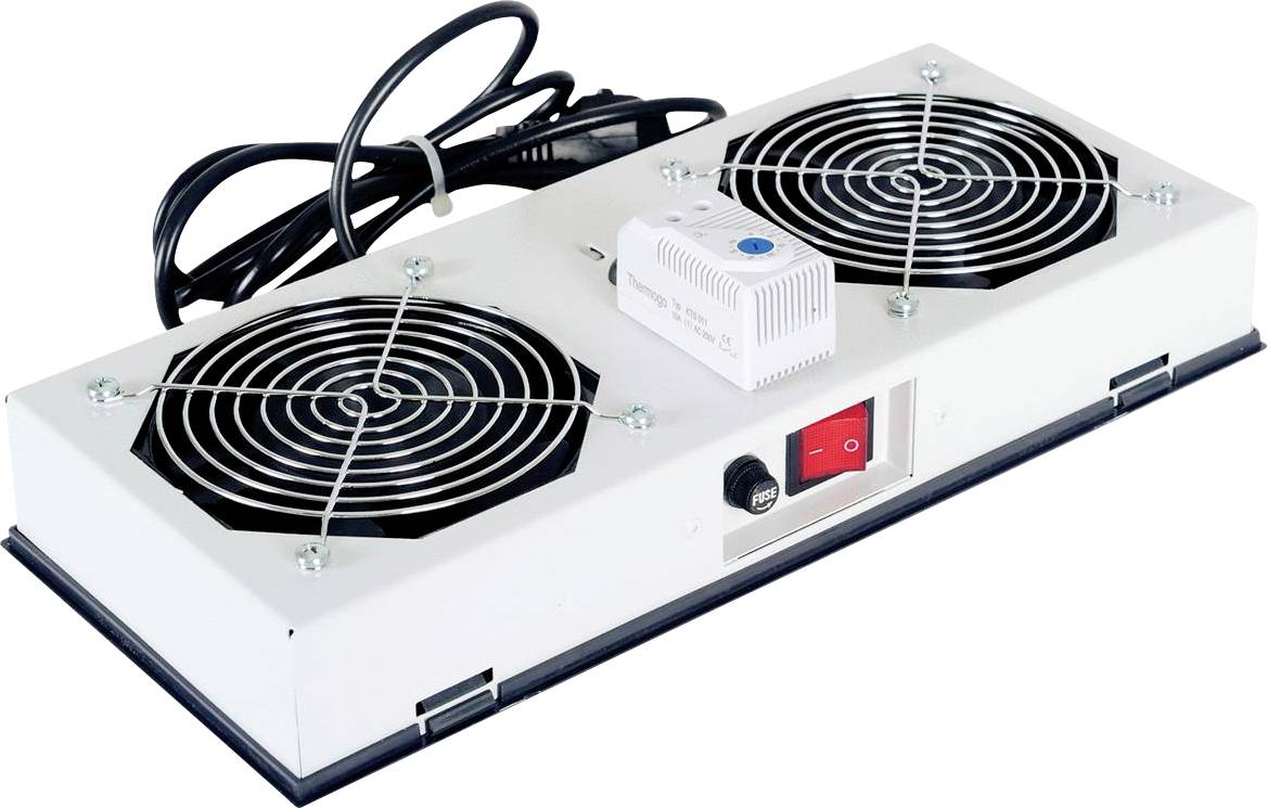 ROLINE Unité de ventilation - 2 ventilateurs, thermostat , pour Boîtier mural 19", gris-0