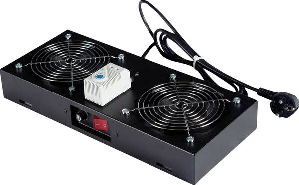 Roline 26.21.0189 19 pouces 2 x Ventilateur   prise à contact de protection avec interrupteur  noir