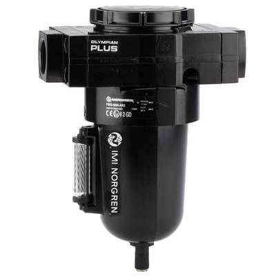 Filtre à air 'Olympian Plus' de IMI Norgren, cylindrique, noir, pour applications industrielles. Référence du modèle : PRO-AR011A3.