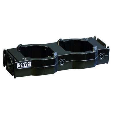 Support de maintien Olympian Plus avec deux découpes circulaires pour la fixation sécurisée d'objets cylindriques.