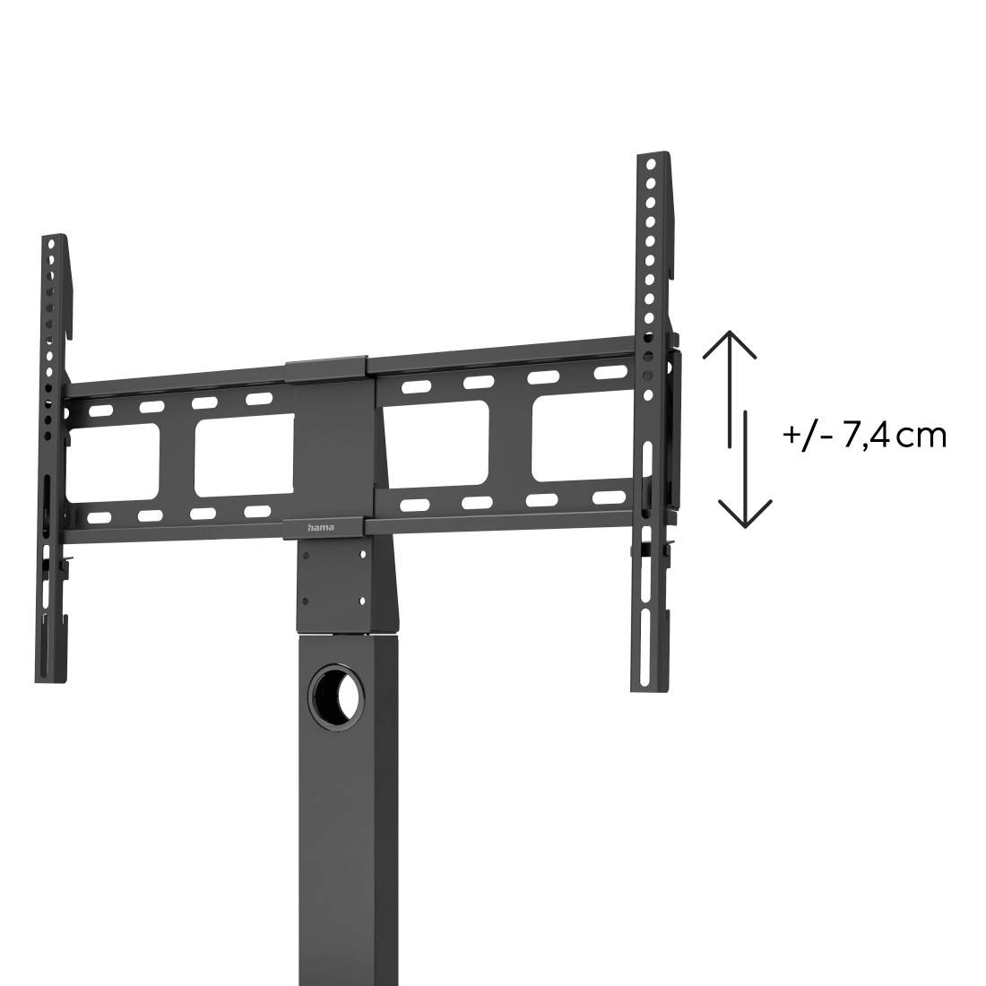 Support mural TV en couleur noire avec réglage en hauteur de +/- 7,4 cm. Idéal pour des vues flexibles.