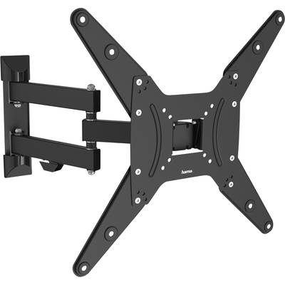 Support mural TV inclinable noir avec bras télescopique pour un positionnement flexible des écrans plats.