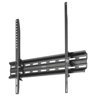 Support mural pour téléviseur à écran plat, noir, avec deux rails verticaux et plusieurs fentes de montage pour une fixation variable.