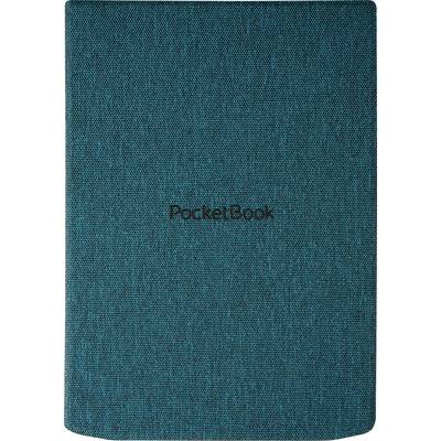 Pochette de livre en turquoise avec inscription gravée 'PocketBook'.