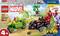 'LEGO Marvel Ensemble 10781 : Poursuite en véhicule de Spider et Electro avec Dinosaure' comprend une moto, un véhicule dinosaure et des figurines. À partir de 4 ans.