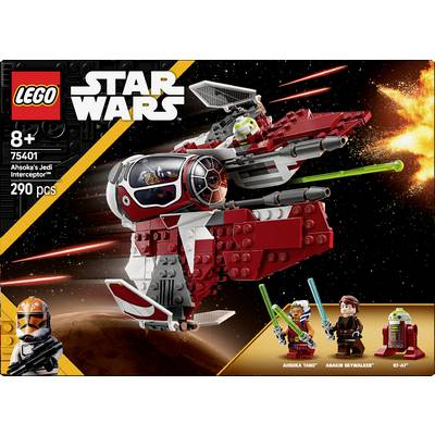 Ensemble Lego Star Wars pour enfants à partir de 8 ans : 'Intercepteur Jedi d'Ahsoka Tano' avec 290 pièces, comprenant les figurines d'Ahsoka Tano et d'Anakin Skywalker.