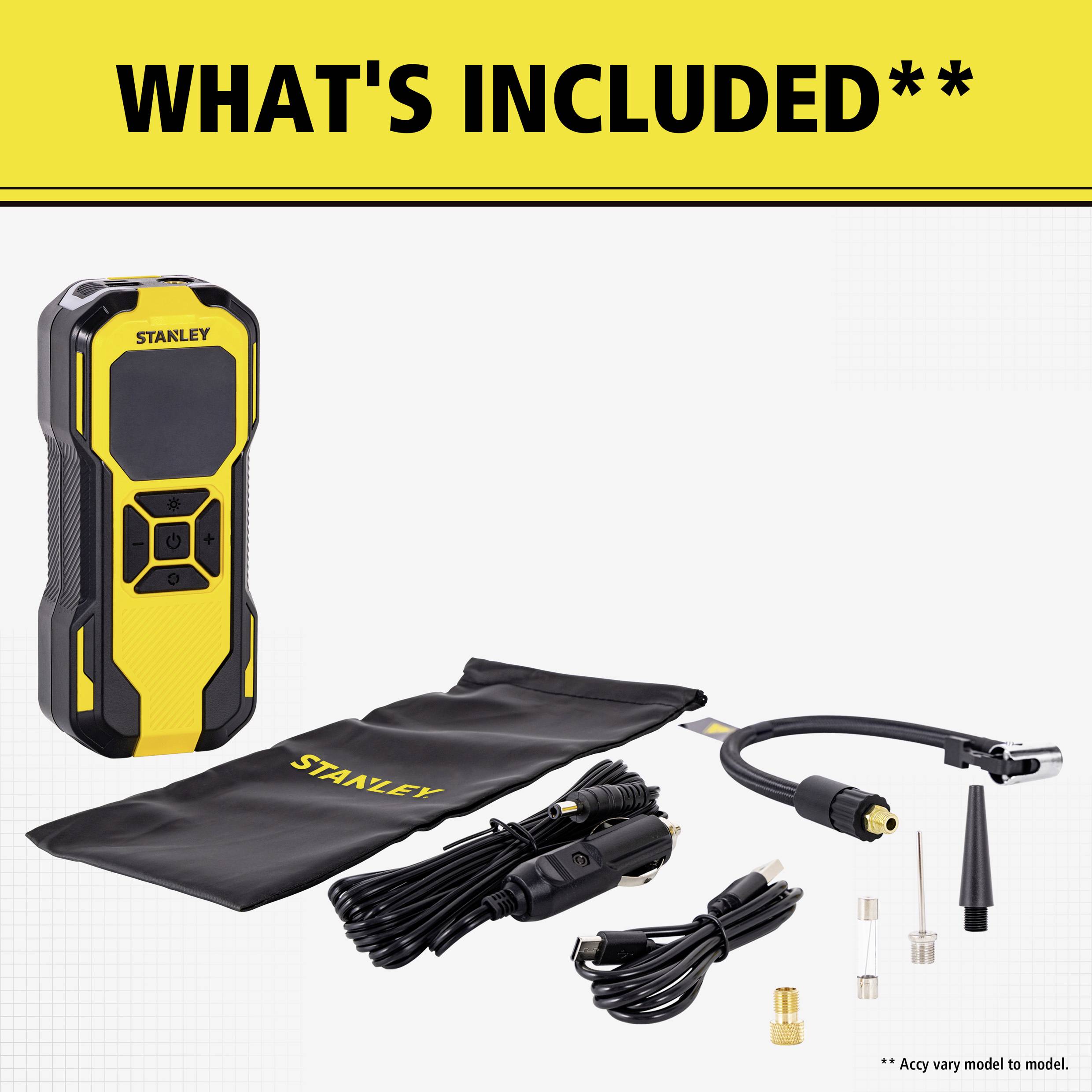 Chargeur portable avec sa sacoche, câbles et adaptateurs.