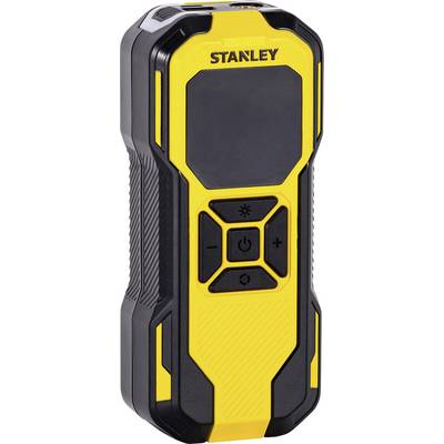 Un appareil électronique portable avec un boîtier jaune et noir et des boutons de commande sur la face avant, portant la marque 'Stanley'.