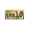 Logo « USB 3.0 » en noir sur un fond doré.