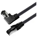 Maxtrack TI51-1L RJ45 Câble réseau, câble patch CAT 8.1 S/FTP 1 m noir coudé à 90° vers la droite, blindage simple 1 pc(