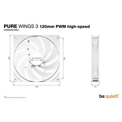 Ventilateur PURE WINGS 3 120 mm PWM haute vitesse ; Dimensions : 120x120x25 mm ; Marque : be quiet!