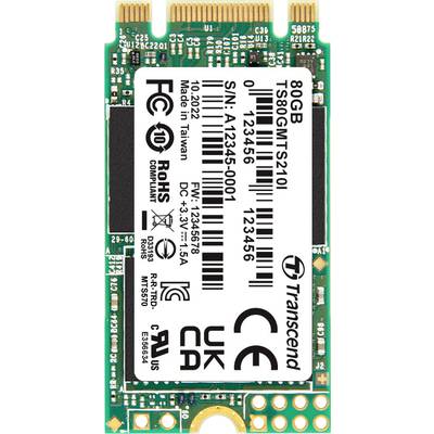 Une carte mémoire Transcend de 80 Go verte avec des détails techniques et des informations du fabricant sur l'étiquette, y compris le numéro de série.