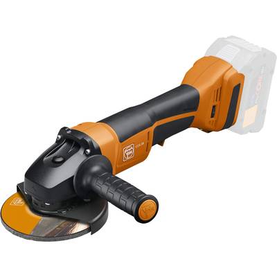 Un meuleuse d'angle sans fil orange avec une poignée noire et un disque de coupe, adapté aux travaux artisanaux.