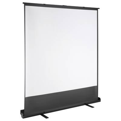 Un écran de projection portable enroulé sur un support, prêt à être utilisé pour des présentations ou des projections de films.