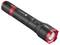 Une lampe de poche noire avec des accents rouges et les inscriptions 'FOCUS' et 'TOOLCRAFT' sur le boîtier.