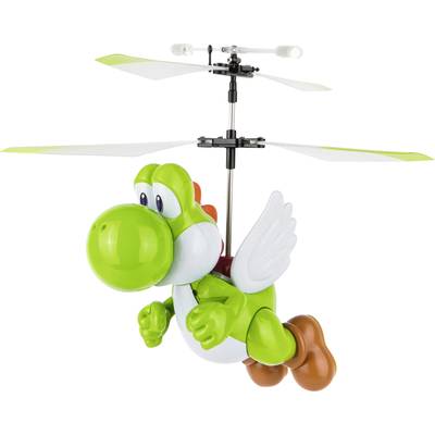 Un jouet volant vert avec hélice et ailes.