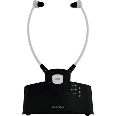 Casque 'TechniSat' avec triple indicateur LED et touche de sourdine, adapté pour téléviseurs ou appareils de lecture audio.