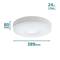 Plafonnier LED moderne et rond en blanc, de 389 mm de largeur et 80 mm de hauteur, d'une puissance de 24 watts et offrant une luminosité de 2700 lumens.