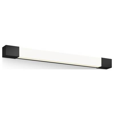 Un applique murale minimaliste, rectangulaire, avec des extrémités noires et une partie centrale blanche, adapté aux espaces intérieurs modernes.