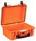 Valise de protection orange avec couvercle ouvert. Design robuste, adaptée au transport sécurisé d'objets fragiles.