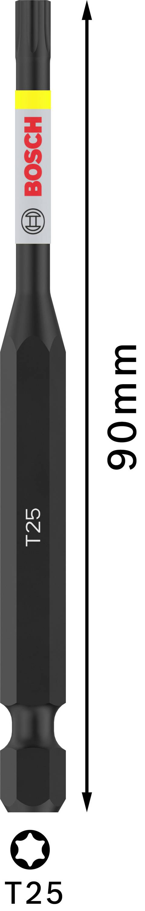Embout de vissage Bosch T25, longueur 90mm, noir, pour vis Torx.
