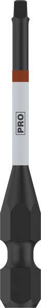 Un long embout de tournevis noir et gris avec un ruban rouge-orangé et l'inscription 'PRO' sur la partie grise.