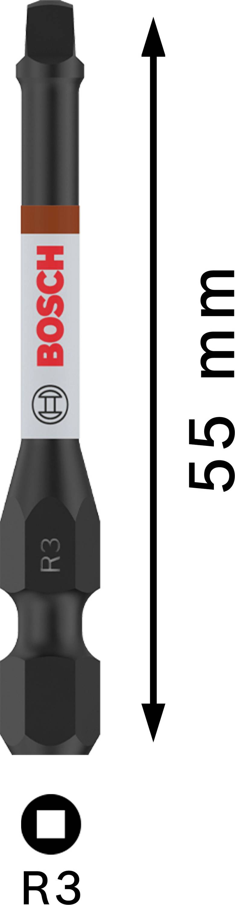 Embout avec inscription 'BOSCH', longueur 55 mm, marqué 'R3'.