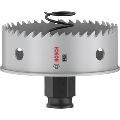 Couronne de scie à métaux avec ressort spiral en haut et embout en bas, marquage 'BOSCH PRO' sur le côté.