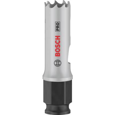 Scie-cloche métallique en argent avec le logo rouge 'BOSCH PRO'. Elle est conçue pour percer précisément les surfaces métalliques.