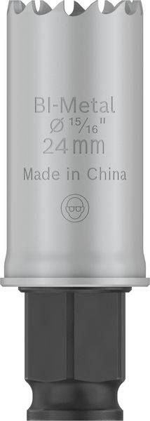 Scie-cloche en métal, bi-métal, diamètre 24 mm, fabriquée en Chine.