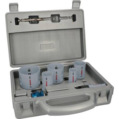 Coffret de couronnes de forage comprenant différentes scies-cloches, principalement adapté aux artisans ou aux projets de bricolage.