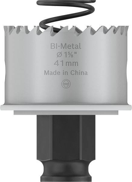 Une scie-cloche bimétal de 41 mm de diamètre, adaptée aux perçages précis dans le métal, portant l'inscription 'Made in China'.
