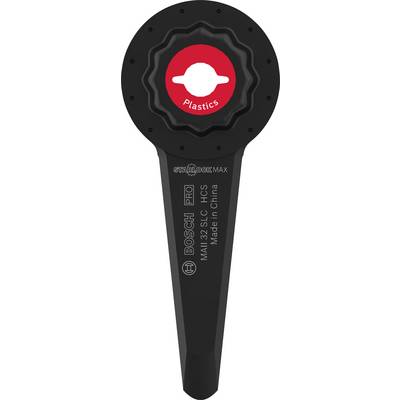 Lame de scie Bosch noire 'StarlockMax' pour plastiques, avec anneau rouge et inscriptions. Fabriqué en Chine.