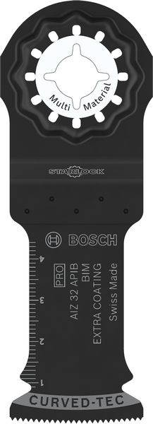 Lame de scie multifonction Bosch, compatible avec le système Starlock, adaptée à divers matériaux.