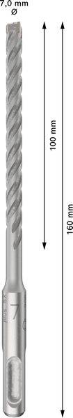 'Foret de 7,0 mm de diamètre, longueur totale 160 mm, longueur utile 100 mm.'
