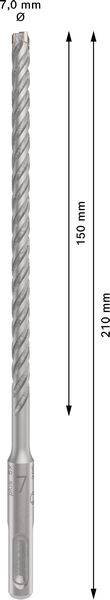 Foret de 7 mm de diamètre, 150 mm de longueur de travail et 210 mm de longueur totale.