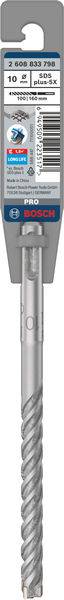 Foret Bosch, diamètre de 10,2 mm, SDS-plus, adapté pour le béton et la brique, emballé dans un support en carton gris.