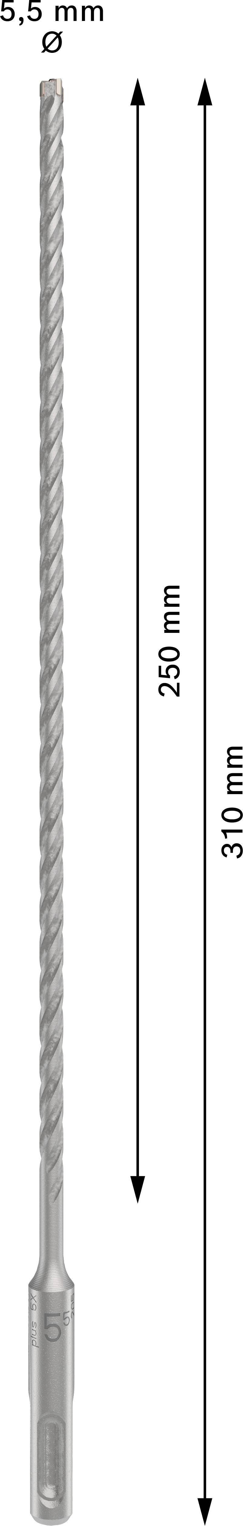 Mandrin avec un diamètre de 8,5 mm et une longueur totale de 310 mm, dont 250 mm constituent la longueur utile.