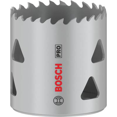 Une scie cloche argentée de Bosch avec des dents de coupe dentelées et l'inscription 'Bosch Pro'.