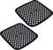 Deux tapis antidérapants en silicone noir avec des points blancs. Idéaux pour une adhérence sécurisée sur les surfaces.