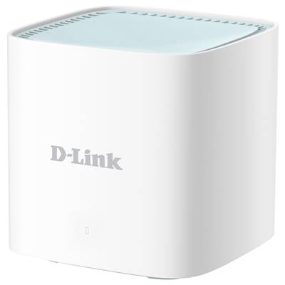 Un routeur Wi-Fi blanc de la marque D-Link avec un couvercle bleu. Idéal pour les réseaux domestiques et les connexions internet sans fil.
